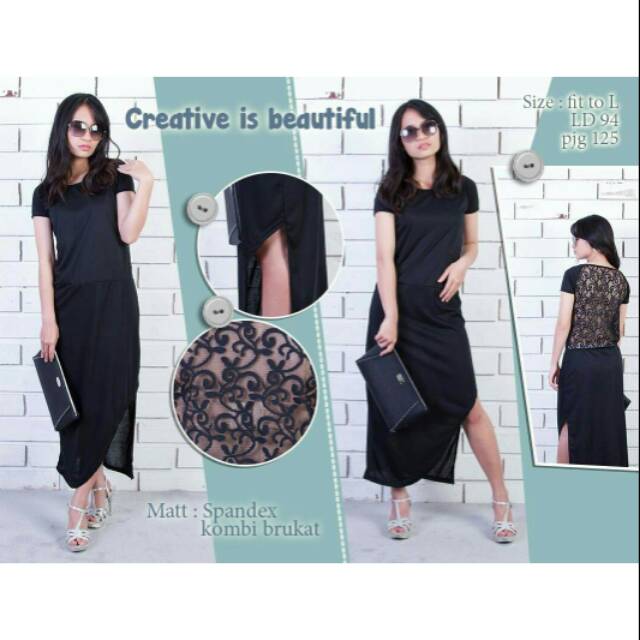 dress hitam / fashion dress wanita / longdress wanita /Benecia dres