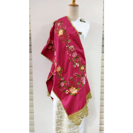 Salendang koto gadang bahan cavali /selendang koto gadang-Pink fanta