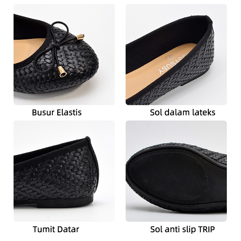 Sepatu Flat Wanita Terbaru Bahan Anyaman Yang Nyaman Korea Fashion Wanita Import