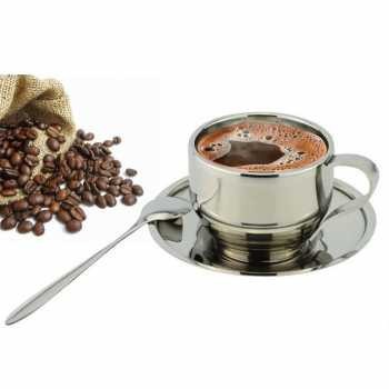 Set Gelas Sendok Piring Kopi Stainless Steel - 201