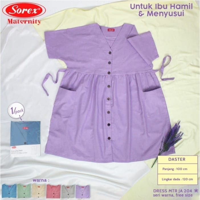 Dress Daster Katun Maternity Untuk Ibu Hamil &amp; Menyusui Sorex / Pakaian Ibu Hamil Sorex JA203 &amp; JA204