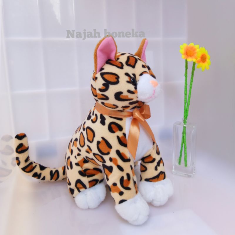 PROMO COD Shopee boneka kucing belang kucing lucu kucing totol boneka macan totol boneka bahan yelvo