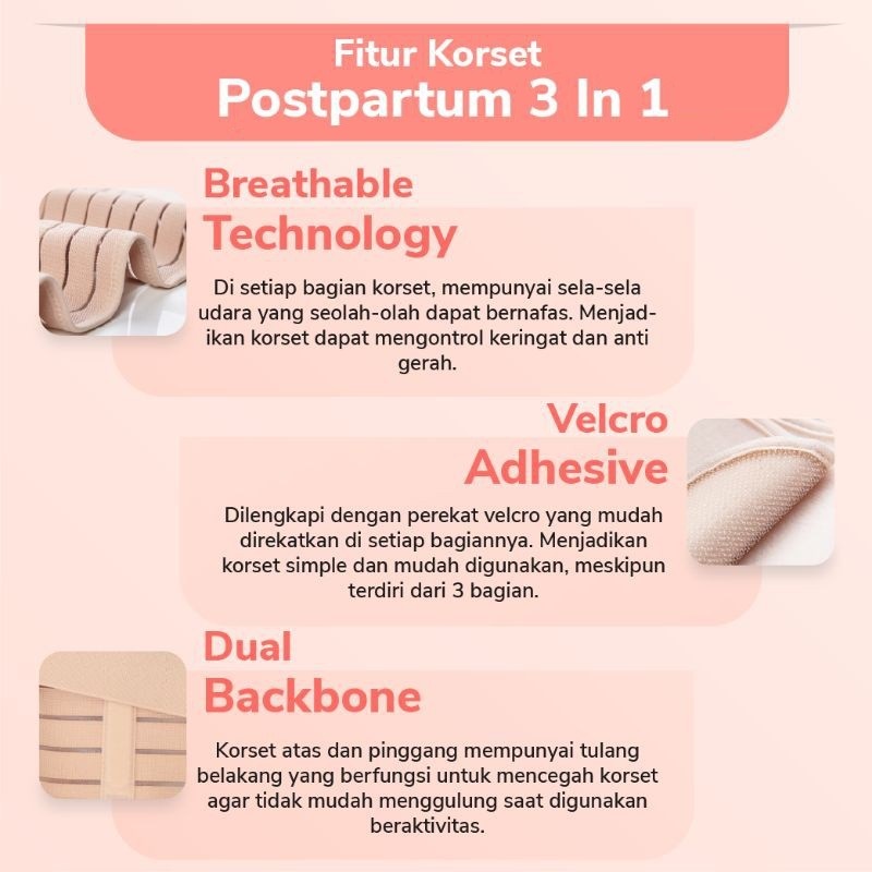 HARGA TERMURAH Paket Korset 3 in 1 Pelangsing Pengecil Perut - Pinggang - Pinggul / Stagen Perut ST01