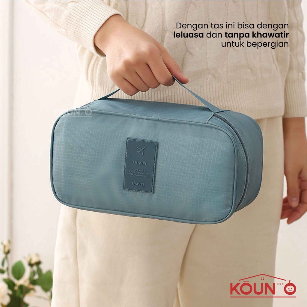 Tas Organizer Travel Pouch Tempat Penyimpanan Pakaian Dalam Bra Celana Dalam Pembalut Serbaguna Traveling Bag Multifungsi Gaya Korea Bahan kain