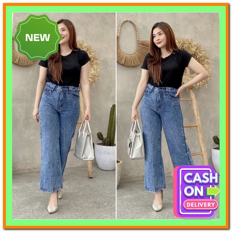 Celana Kulot Jeans Wanita Medium Jins Denim Highwaist Murah Cewek Cewe Bisa Cod Jeans Celana Panjang
