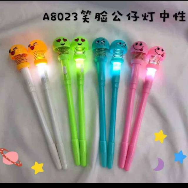 

12Pc Pulpen gel Karakter LED/ Peralatan Sekolah dan Kantor