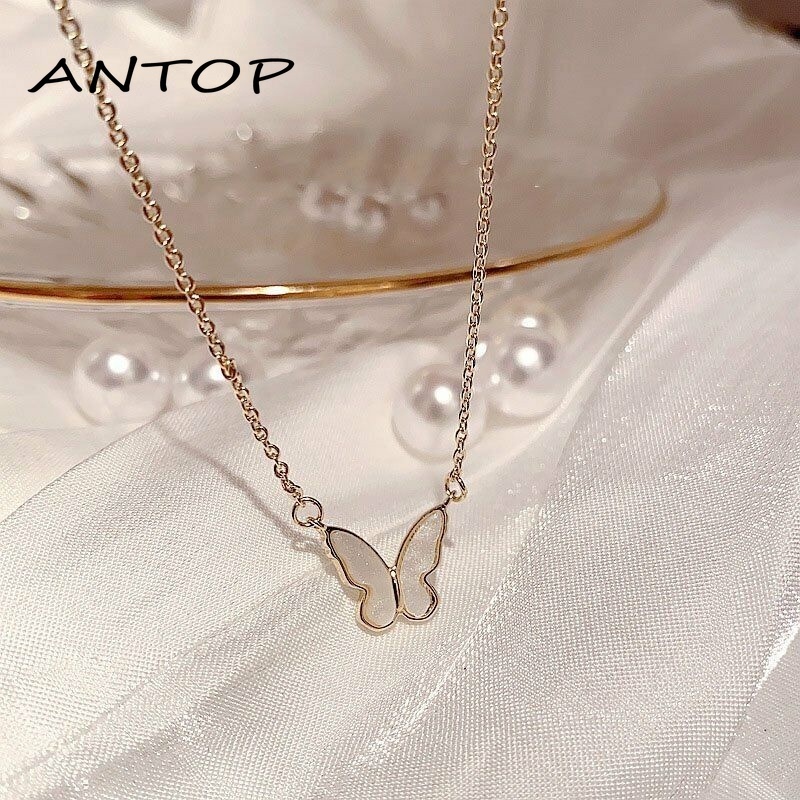Korea Kalung Kupu-kupu Manis Warna Kalung Fashion Liar Necklace ANTOP