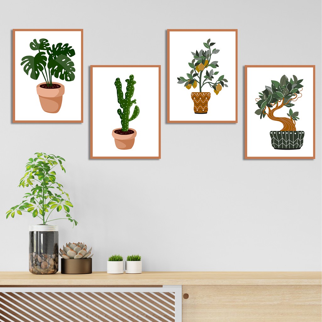 HIASAN DINDING WALL DECOR 15x20CM PAJANGAN POSTER DEKORASI KAMAR TANAMAN BUNGA POT