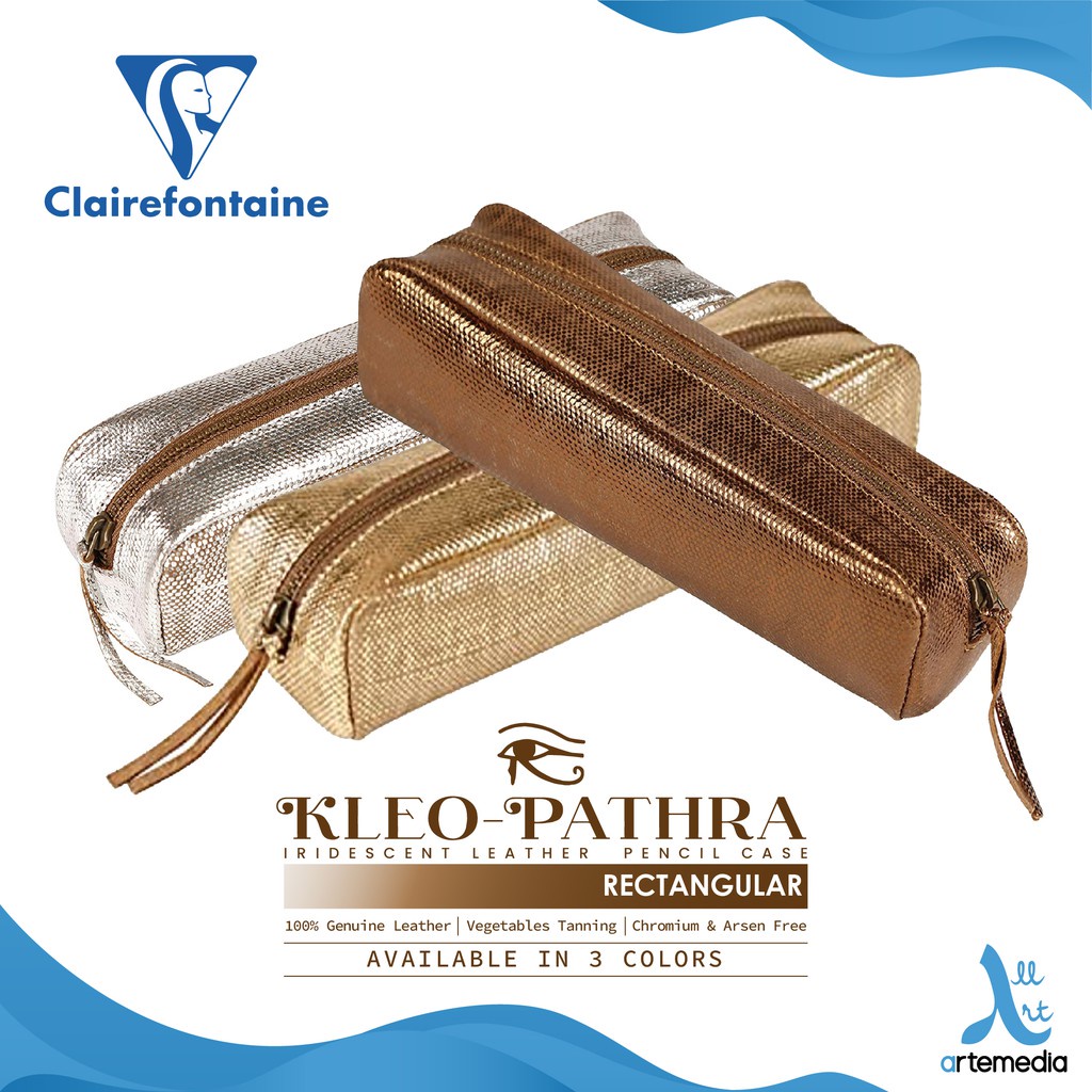 

Clairefontaine Pencil Case Leather Kleo Pathra Rectangular Tempat Pensil Dompet Tas Kosmetik