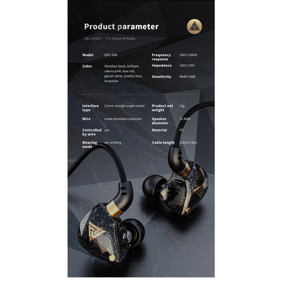 QKZ SK8 in ear Earphone 3.5mm Bass Earbuds Subwoofer Music Headset with Microphone Headphone