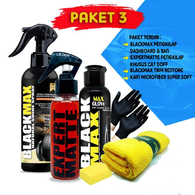 PAKET 3 semir ban pengkilap doff penghitam dashboard kain microfiber maxglow