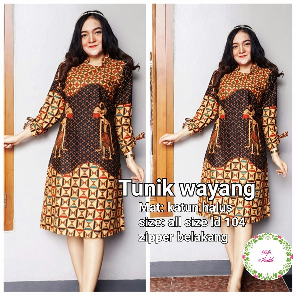 BAJU BATIK WANITA MODEL TUNIK TERBARU TUNIK WAYANG