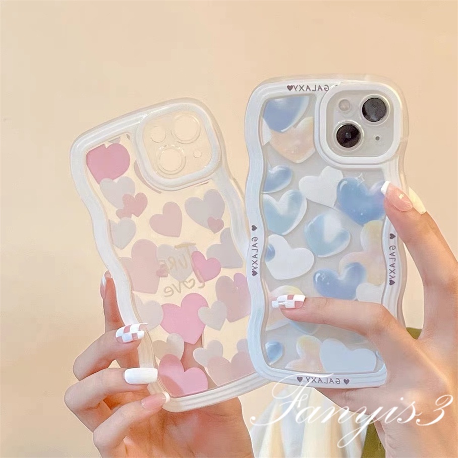 Compatible For iPhone 14 13 12 11 Pro Max X XR Xs Max 8 7 6 6s Plus SE 2020 Soft Case TPU Transparan Motif Hati Untuk