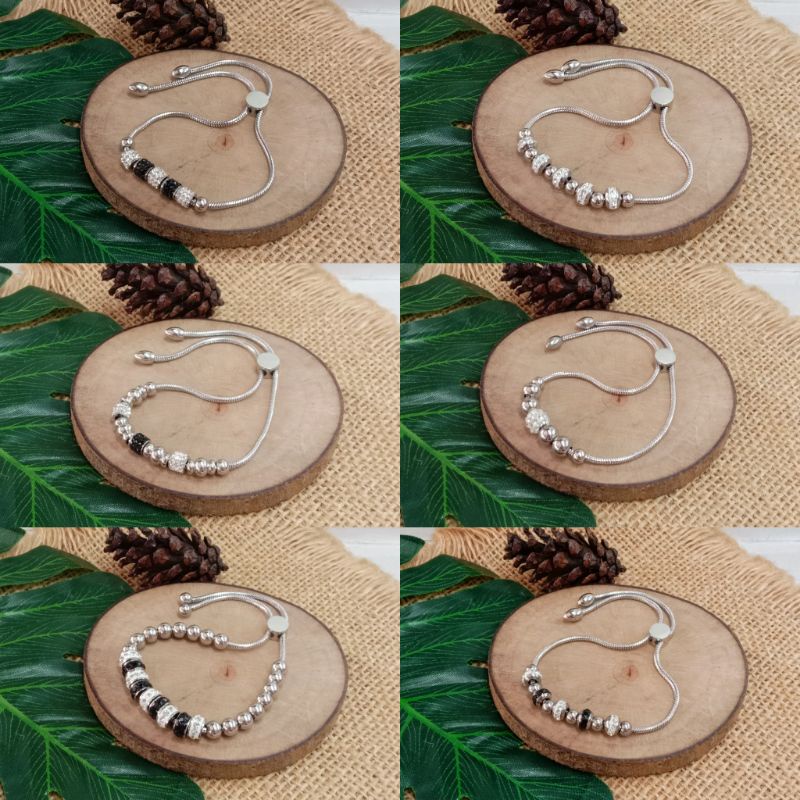 Gelang Titanium Rantai Serut Silver