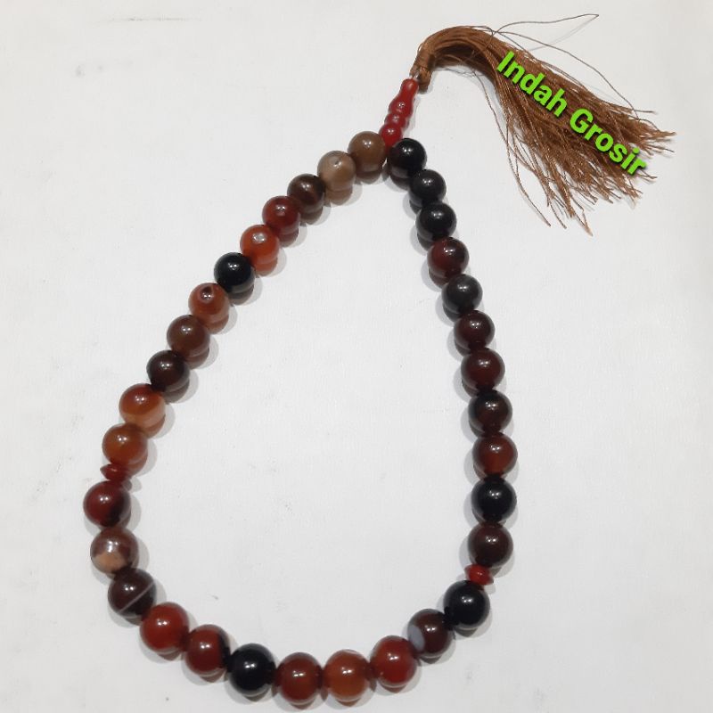 Tasbih Batu Akik Sulaiman Madu 12Mm 33Butir Original