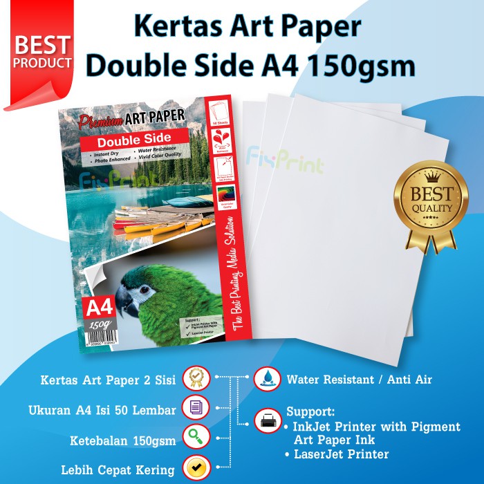 Kertas Art Paper Double Side A4 150gsm Photo Paper 150 gram A4  For Printer Canon Epson HP