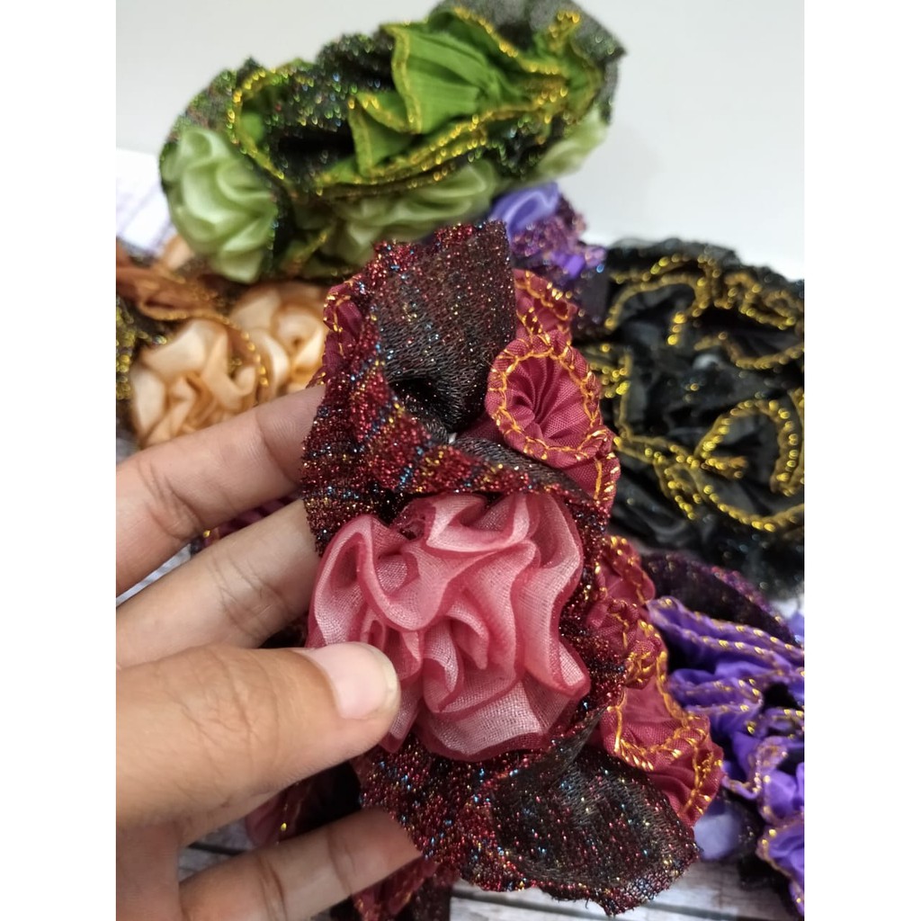 Ikat Rambut Elastis Model Scrunchie - KARET Donat Bludru Tokopelanginicer