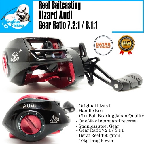 Reel BC Baitcasting Lizard Audy (18+1Bearing) Handle kiri Murah - Engkus Fishing