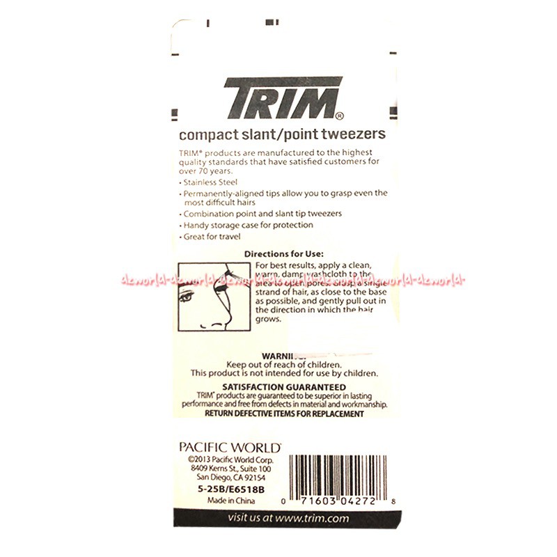 Trim Compact Slant Point Tweezers Pinset Dengan Sarung Stainless