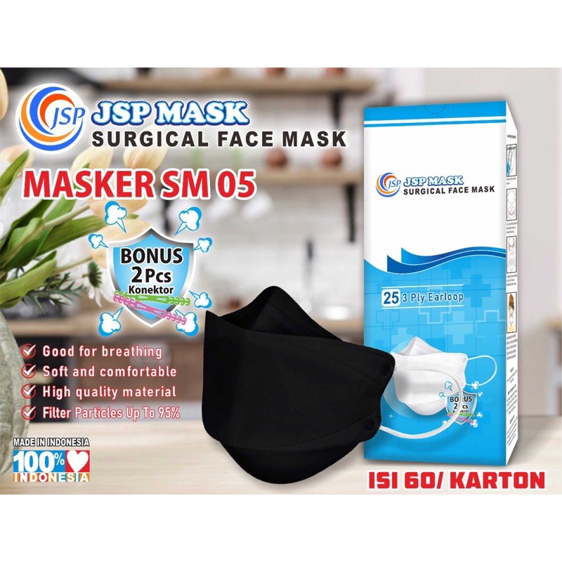 Masker JSP Medis 3ply Earloop Hijab model Evo