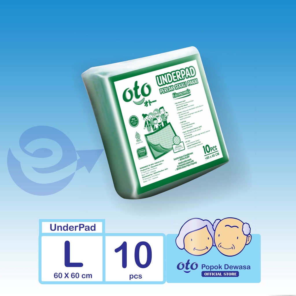 OTO Underpad Under pad Perlak Sekali Pakai Alas Pasien Menyerap Urine Darah isi 10 pcs