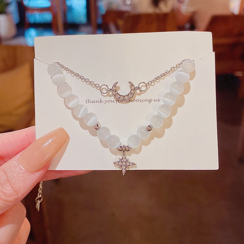 Gelang Manik-Manik Opal Berlian Bahan Titanium steel Untuk Perhiasan