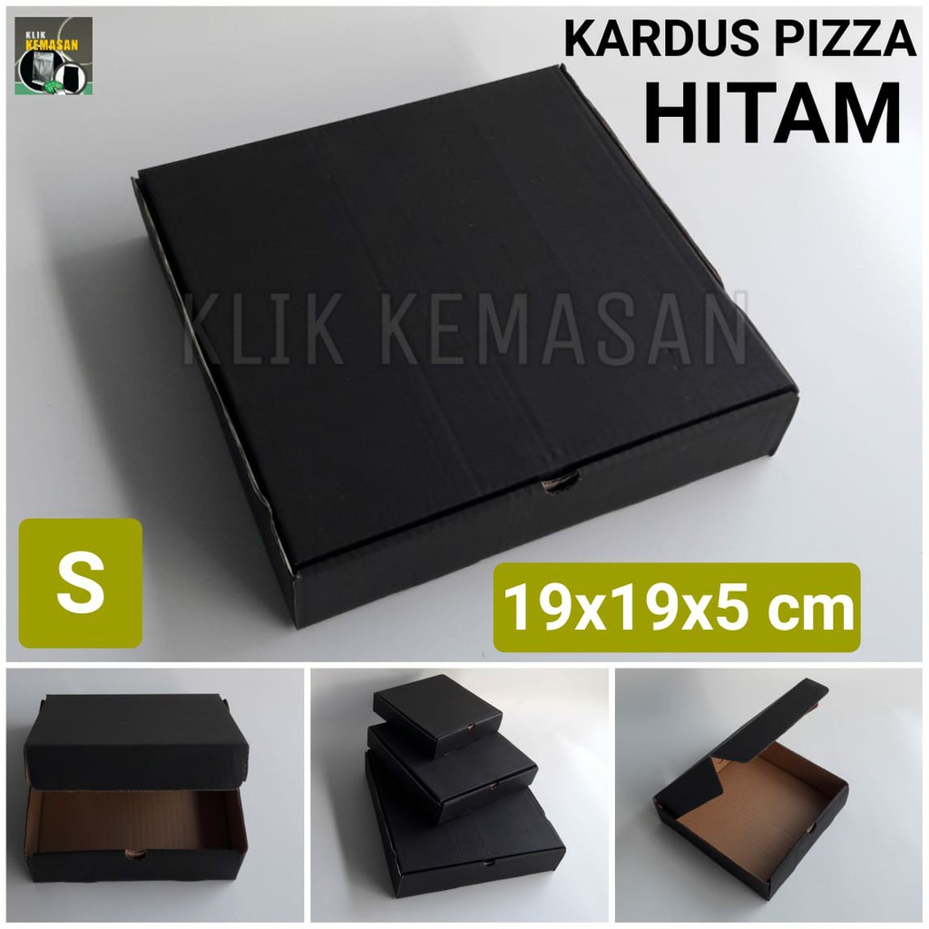 KARDUS PIZZA HITAM 19X19X5CM KOTAK KARTON BOX PIZZA DUS DOS BAJU