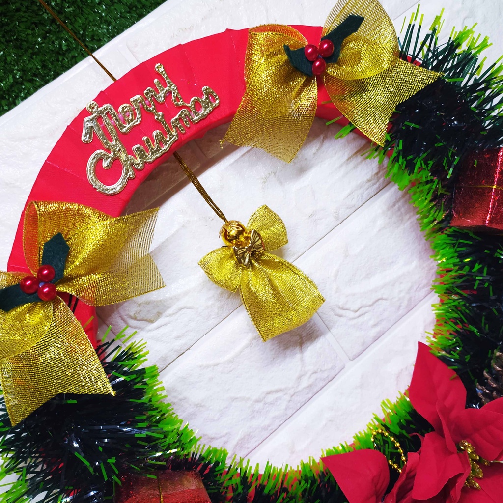 ( Diameter 30 cm ) Fancy Wreath Exclusive - Gantungan Hiasan Dekorasi Natal