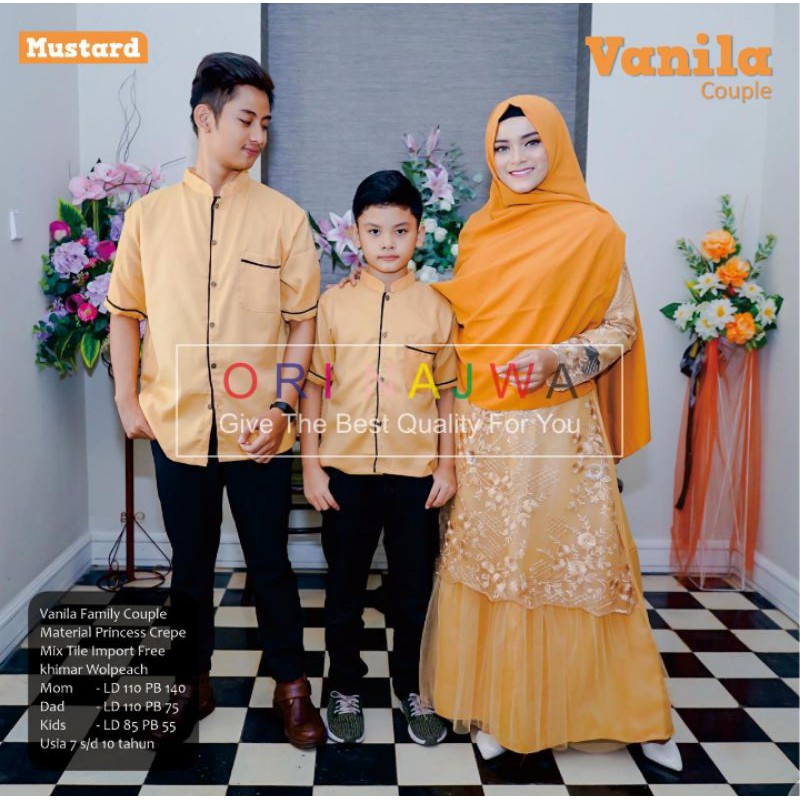 Family couple ayah ibu anak gamis syari couple free khimar gamis tile import Vanila Family Couple