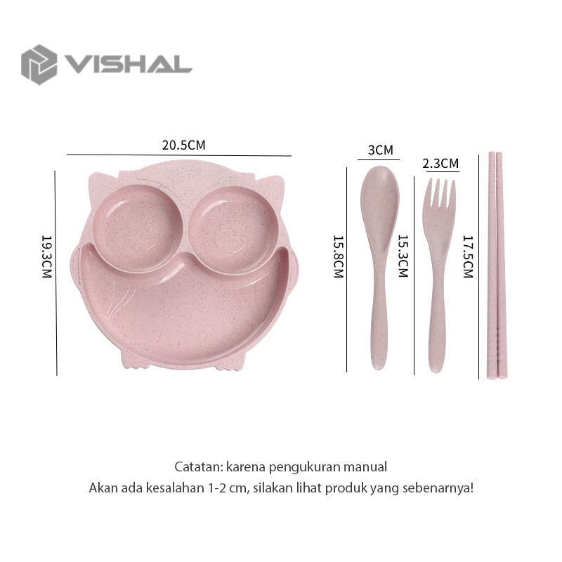 VISHAL Piring makan set anak Piring makan wheat 4 in 1 lucu anak VS