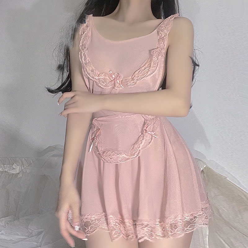 Lingerie Wanita G String Sexy Lingerie Babydoll Renda Baju Tidur tali A3510-3