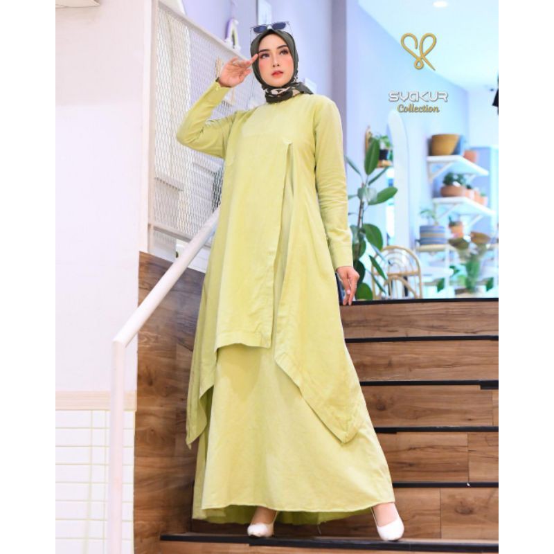 Gamis polos bahan linen