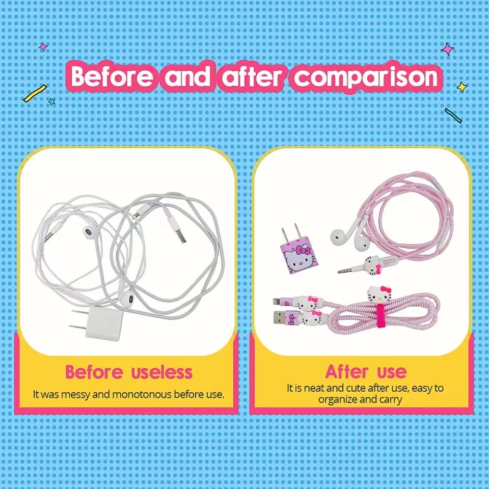 Paket Pelindung Kabel Spiral Charger dan Headset iPhone &amp; Android