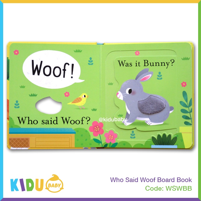 Buku Cerita Anak atau Buku Cerita Bayi Who Said Woof Moo A Lift The Flap and Feel Book Board Book Little Tiger Kidu Baby