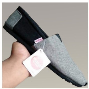 READY V5 Sepatu Wakai Rajut Knit Slip On Pria Wanita Import Grade Ori - abu hitam, 36 BERKUALITAS