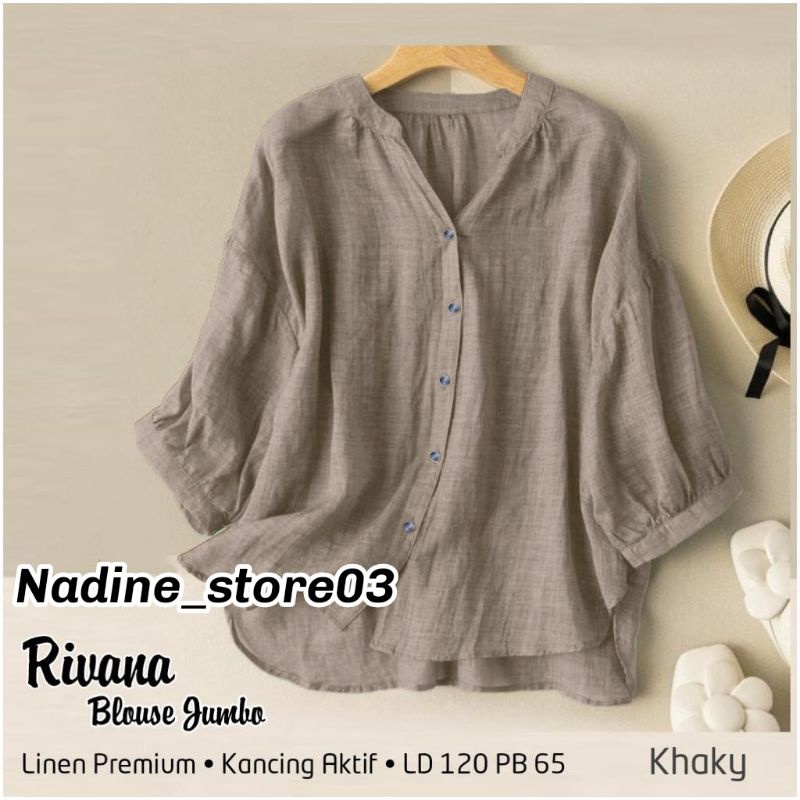 Rivana blouse jumbo/ Kemeja polos wanita bahan katun linen.