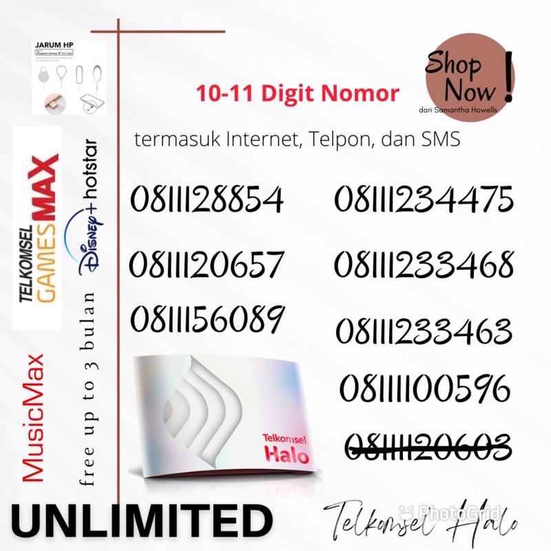 NOMOR CANTIK TELKOMSEL HALO 10/11 DIGIT