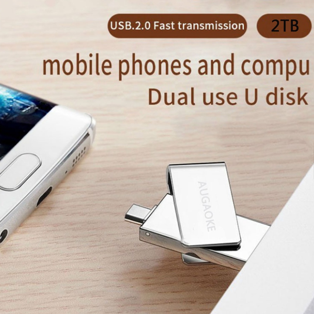 (Huluboy) Augaoke 256 / 512GB / 1TB / 2TB Flashdisk USB 3.0 High Speed Anti Air Bahan Metal Untuk Komputer