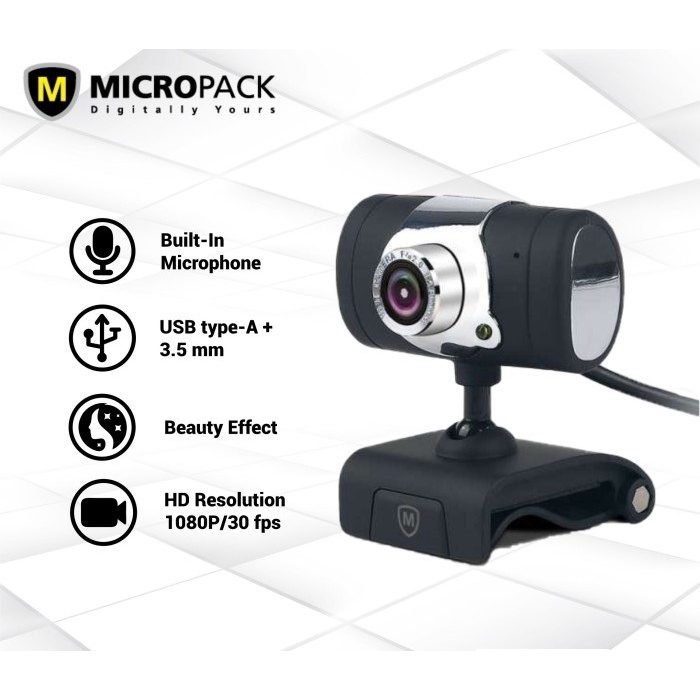Micropack MWB-13 Full HD 1080P WebCam Built in Mic - Hitam