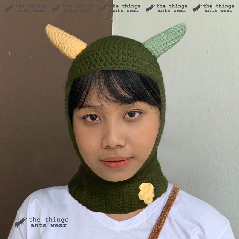 TTAW / Balaclava horn crochet handmade (custom) / lemon.socks balaclava / Balaclava tanduk rajut / B