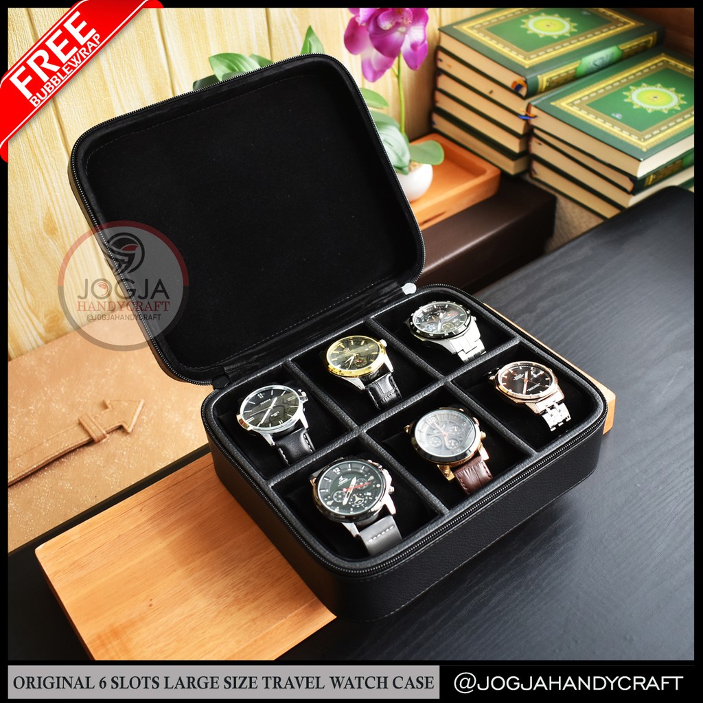 6 Slots PREMIUM Travel Watch Box Jumbo / Tempat Jam tangan / Kotak Jam Tangan / Watch Case