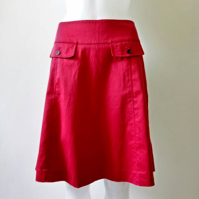 Preloved rok merah katun Esprit (a line red skirt)