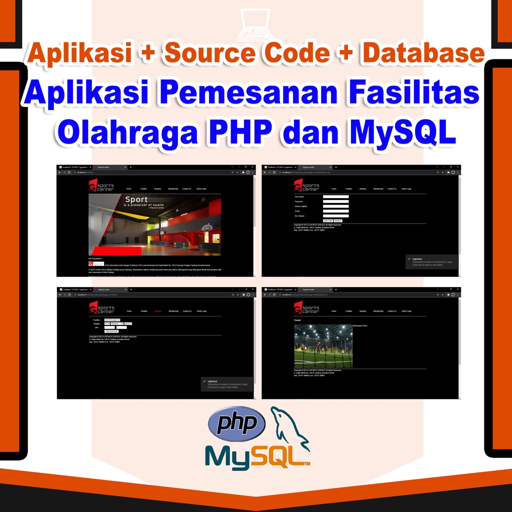 Source Code Aplikasi Pemesanan Fasilitas Olahraga PHP dan MySQL Source Code Database Php Mysql