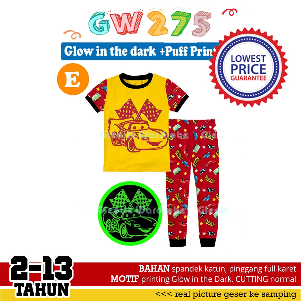 Baju  Tidur Piyama anak  Laki  laki  Cars GW275 E Shopee  