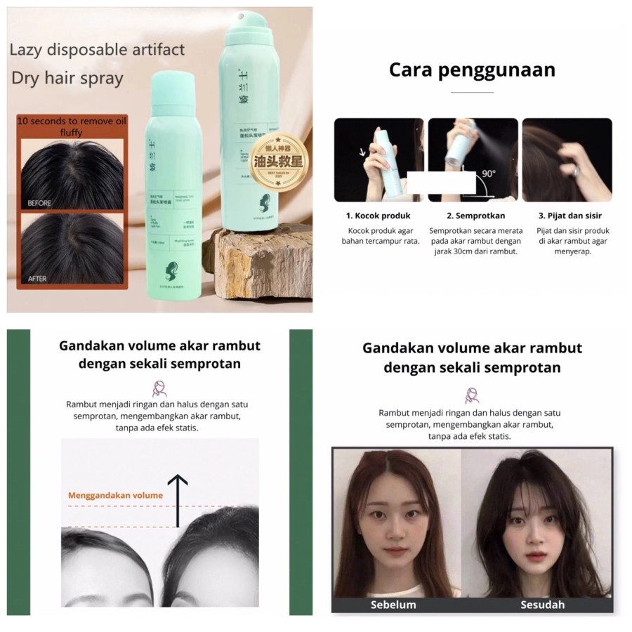 Dry shampoo Hair Spray Shampoo Semprotan Rambut Kering Anti Lepek Untuk Rambut semprotan rambut anti minyak shampoo kering tanpa bilas