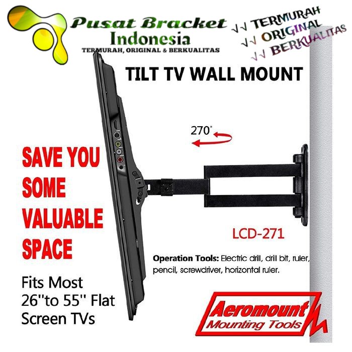 BRACKET TV 55 50 49 43 40 INCH SWIVEL 4 ARAH PREMIUM design