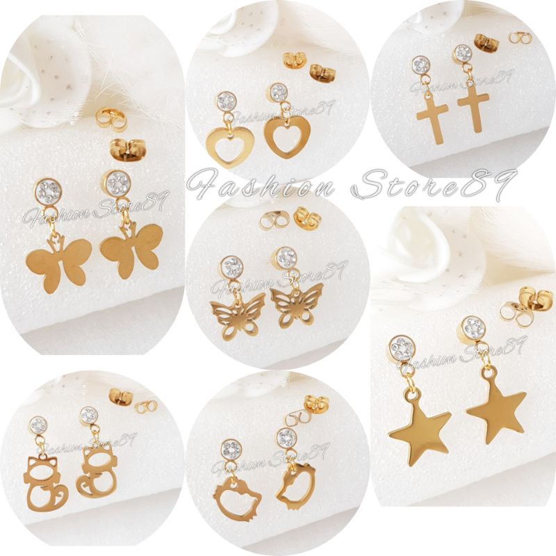 New Titanium Bestquality Anting Tusuk Jurai Titanium gold impor Antikarat fashion Bestseller Anting Titanium anting tusuk jurai gold