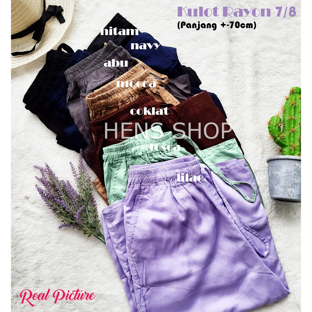 CELANA KULOT RAYON PENDEK 7/8 STANDART DAN JUMBO ADEM