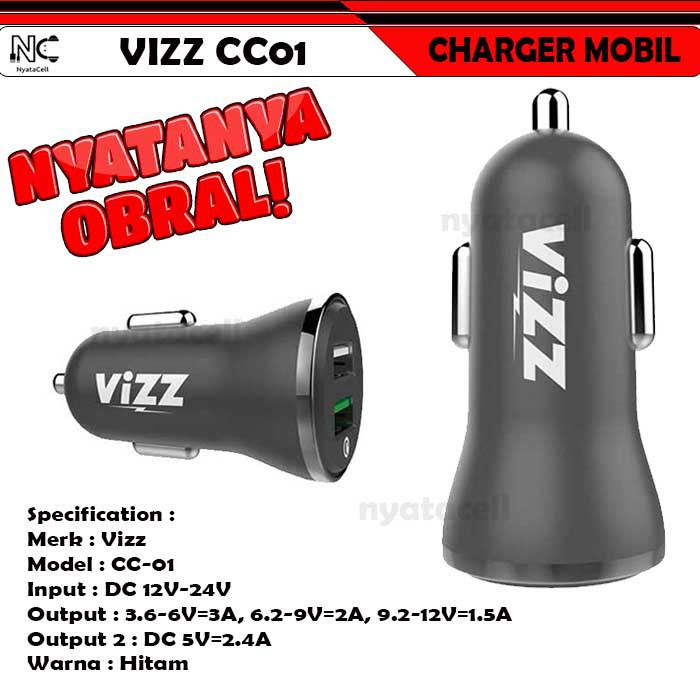Charger Mobil Vizz CC-01 Quick Charge 3.0 2 Port USB Car Saver