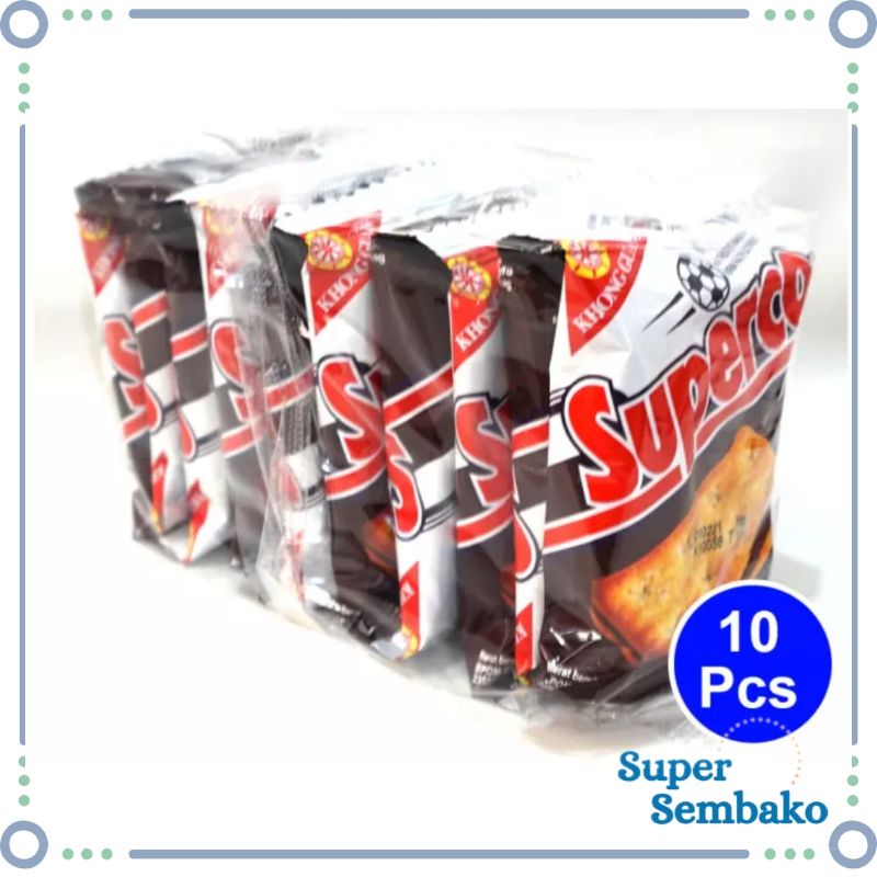 SNACK WAFER BISKUIT KHONG / KONG GUAN SUPERCO COKLAT 24g RENCENG ISI 10 BUNGKUS